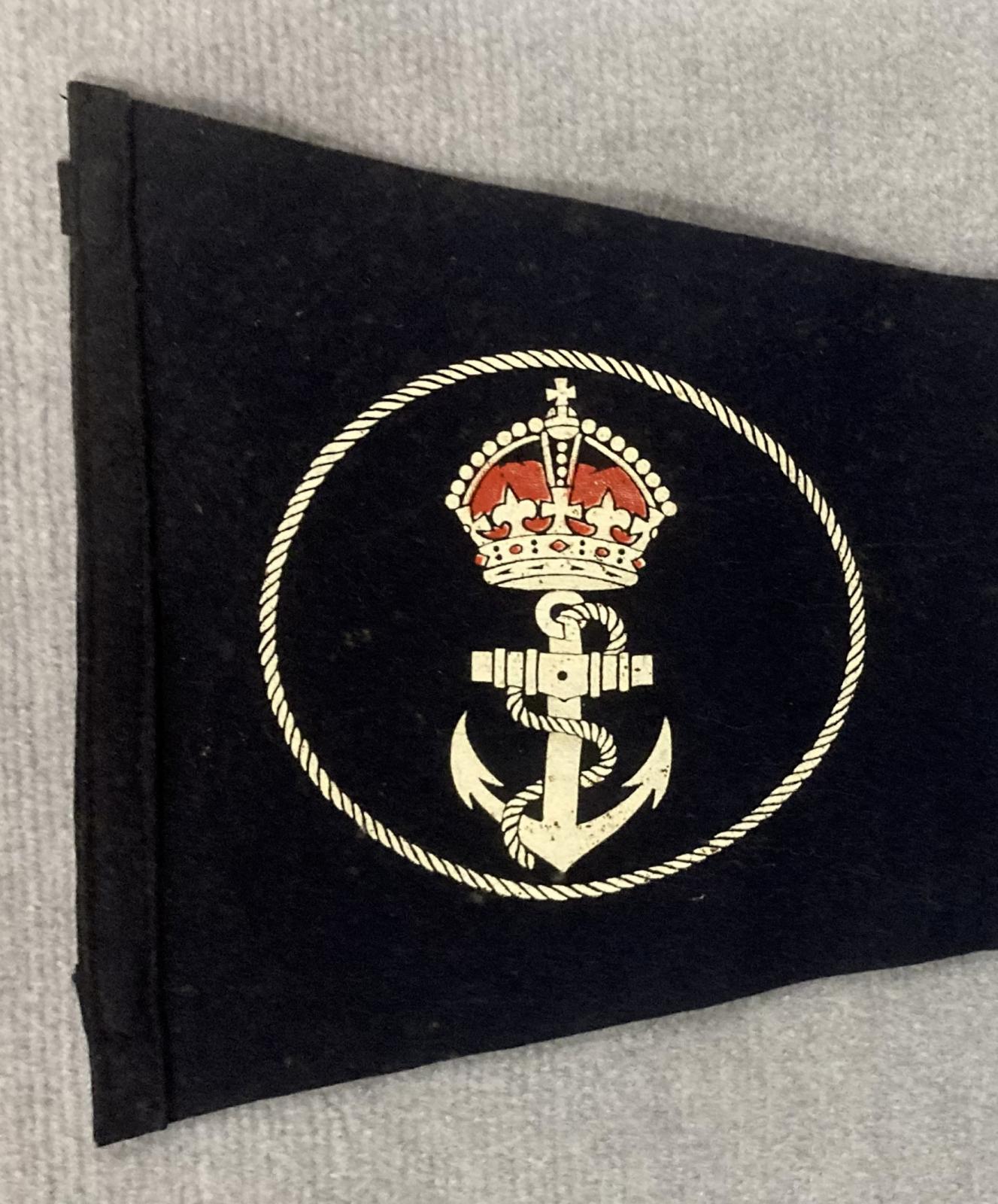 Close up of left end of souvenir felt naval pennant - Royal Australian Navy (RAN)
