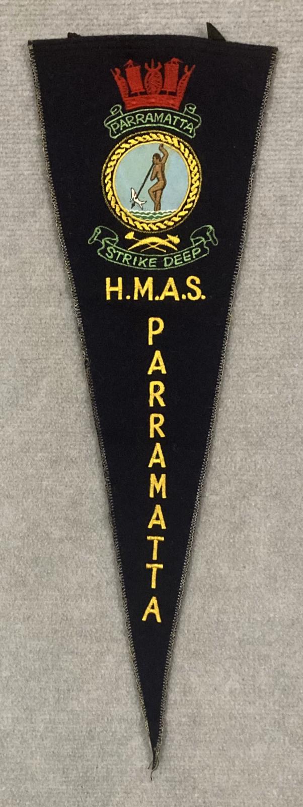 Souvenir felt naval pennant - HMAS Parramatta