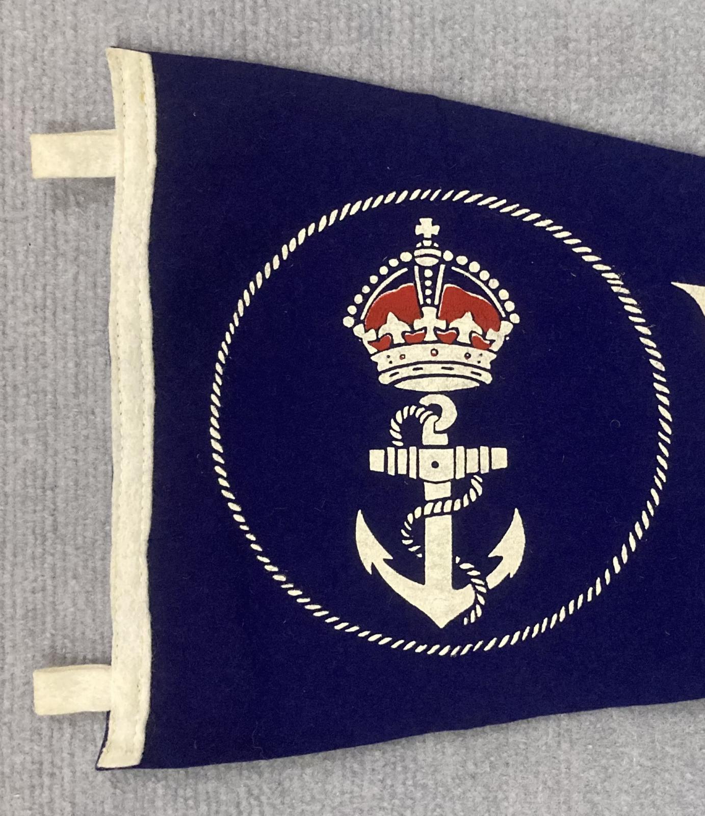 Close up of left end of souvenir felt naval pennant - Women's Royal Australian Naval Service (WRANS)