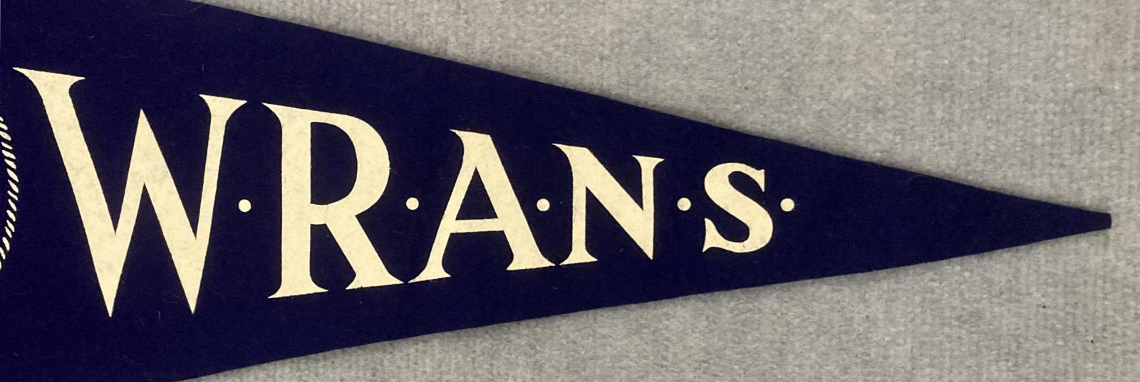 Close up of right end of souvenir felt naval pennant - Women's Royal Australian Naval Service (WRANS)