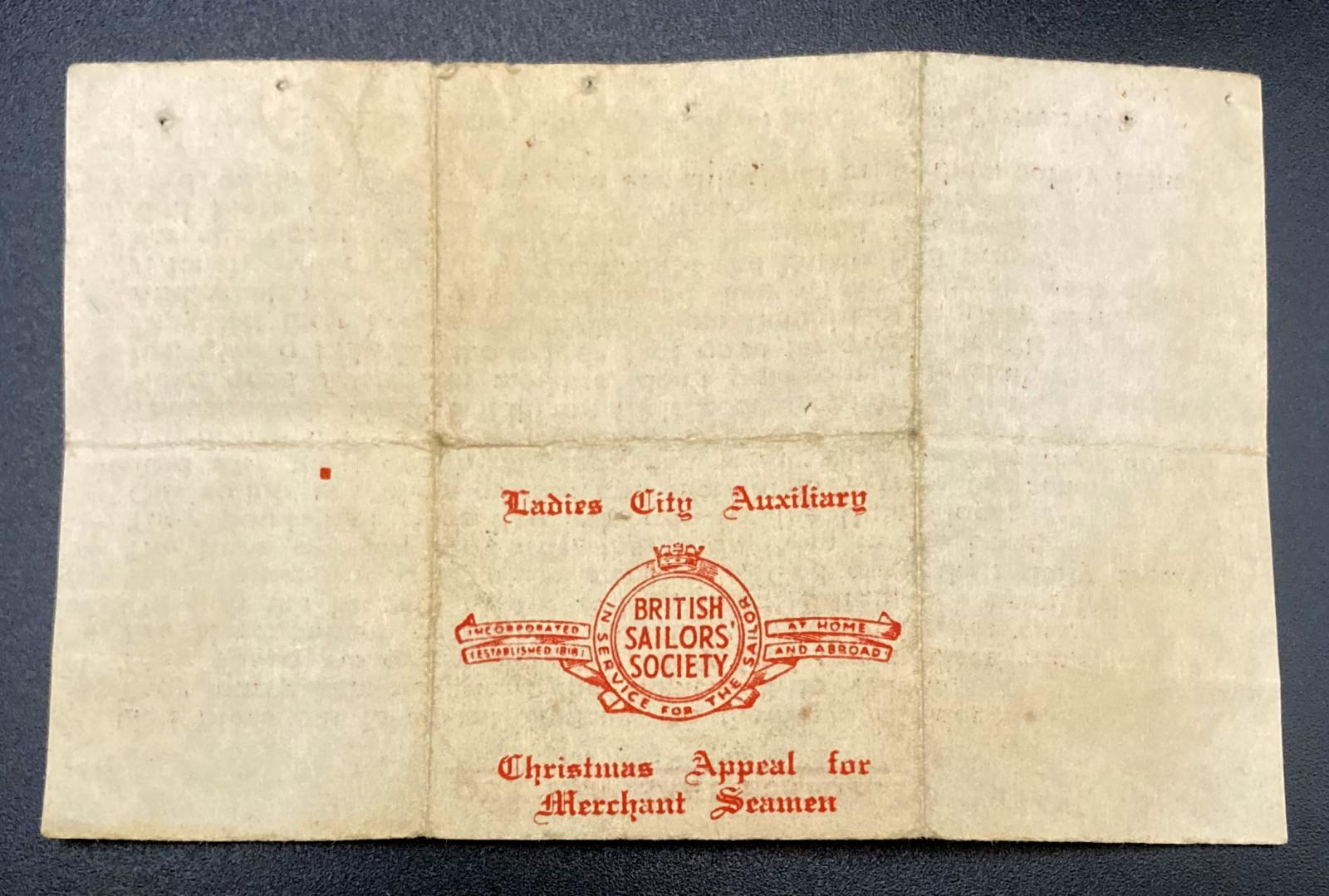 British Sailors' Society - Ladies City Auxiliary Christmas Appeal - unfolded