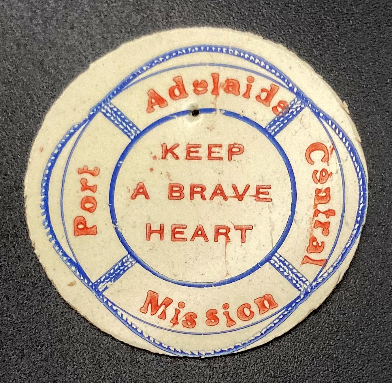 Port Adelaide Central Mission celluloid fundraising pin