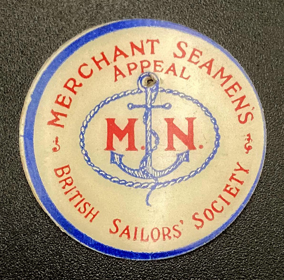 British Sailors' Society Merchant Seamen's Appeal celluloid pin