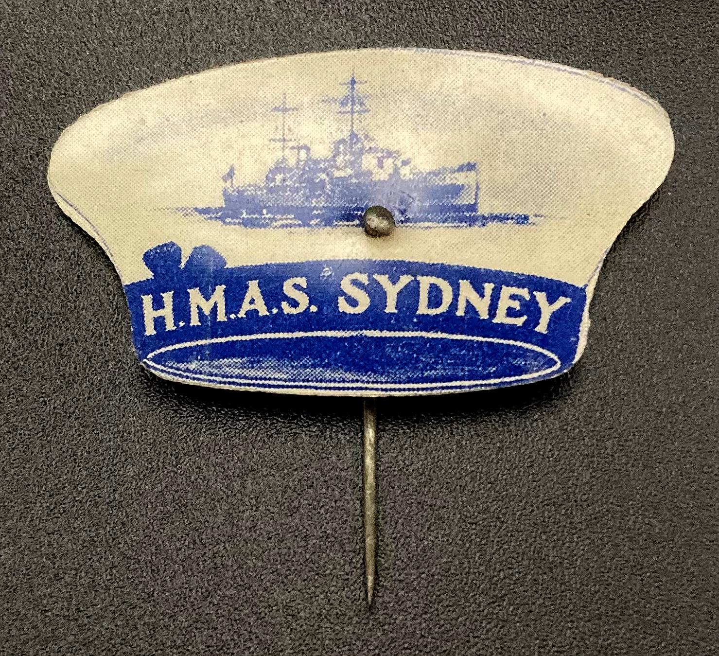 H.M.A.S. Sydney celluloid pin - 1