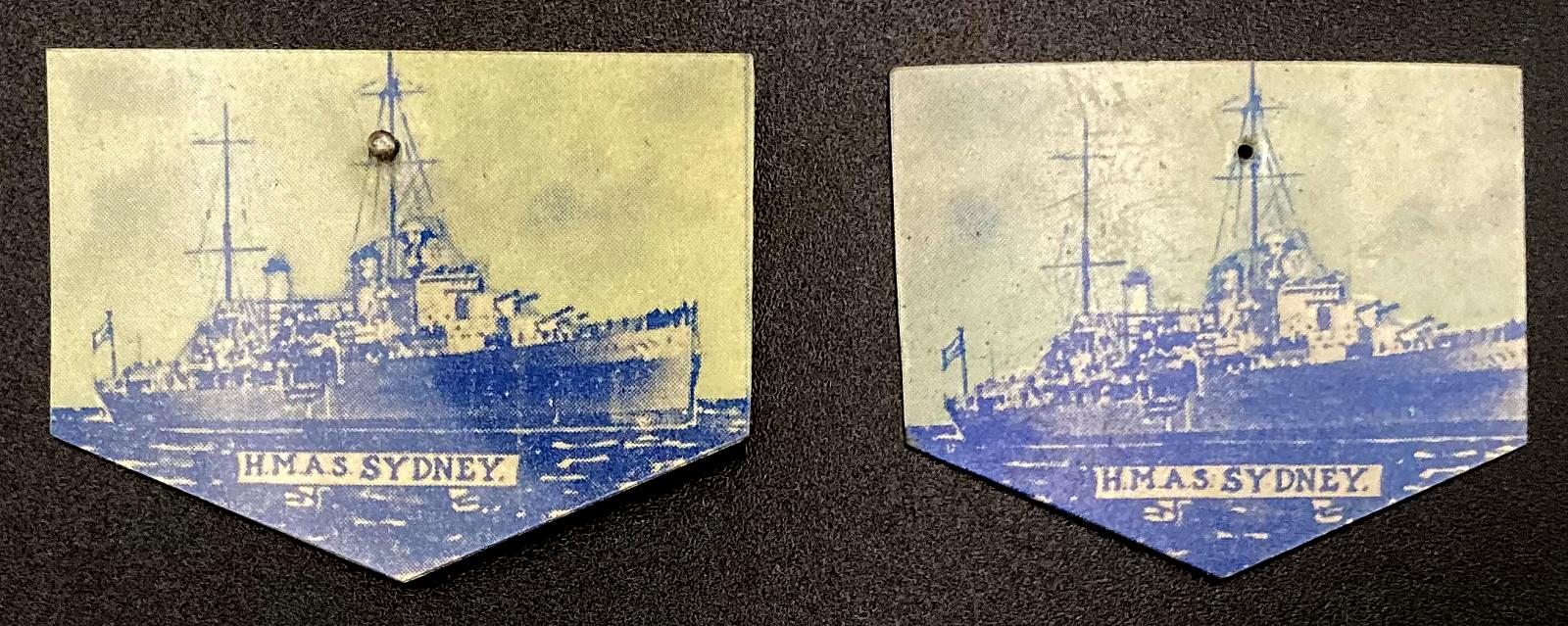 Two examples of H.M.A.S. Sydney celluloid pin - 2