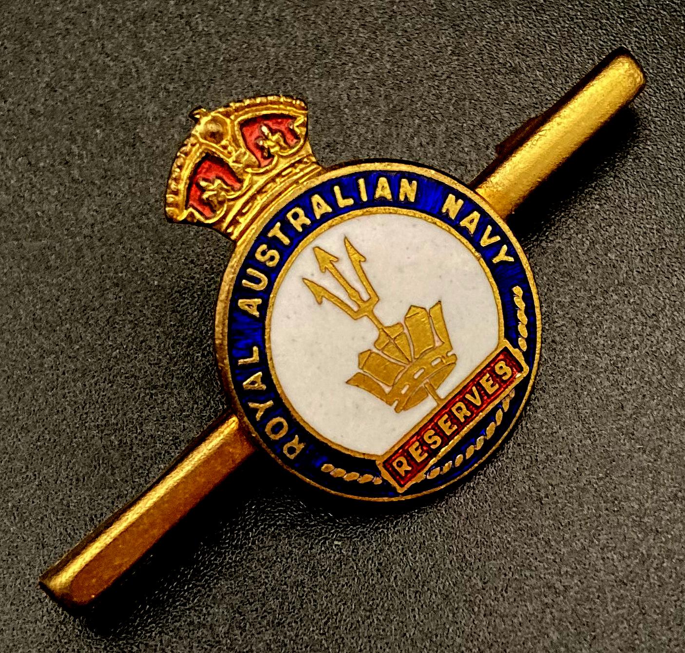 Angled view of Royal Australian Navy Reserves tie pin