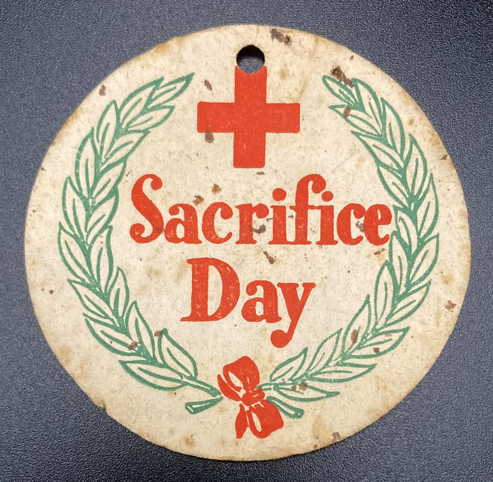 WWII era Australian Red Cross fundraising tag - Sacrifice Day