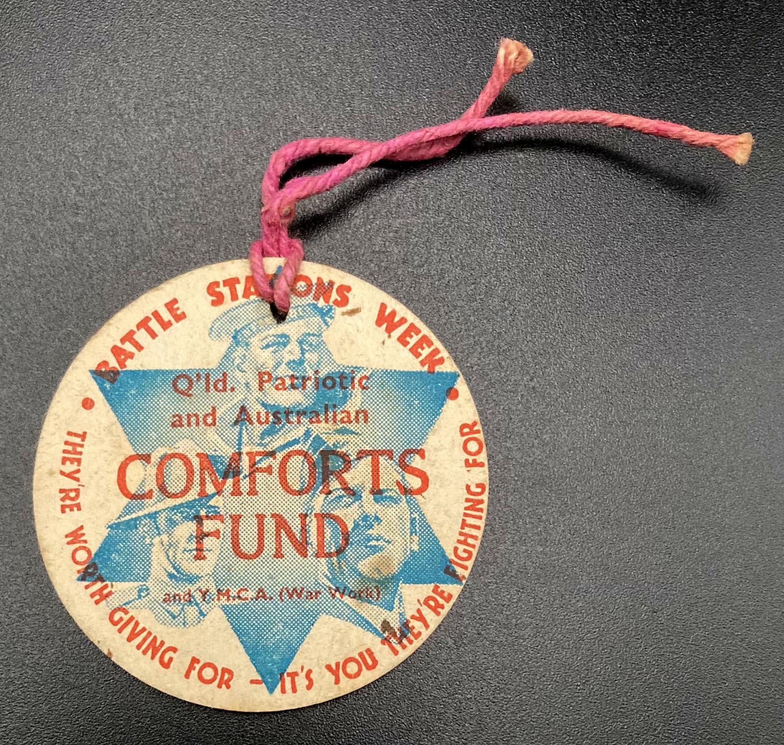 WWII era paper fundraising tag - Battle Stations Week