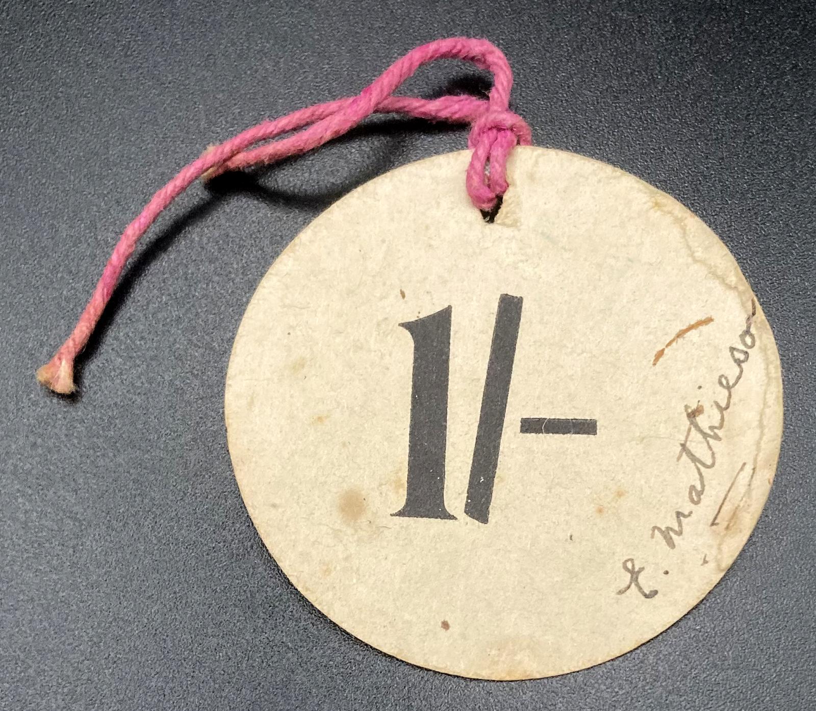 Reverse of WWII era paper fundraising tag - Battle Stations Week