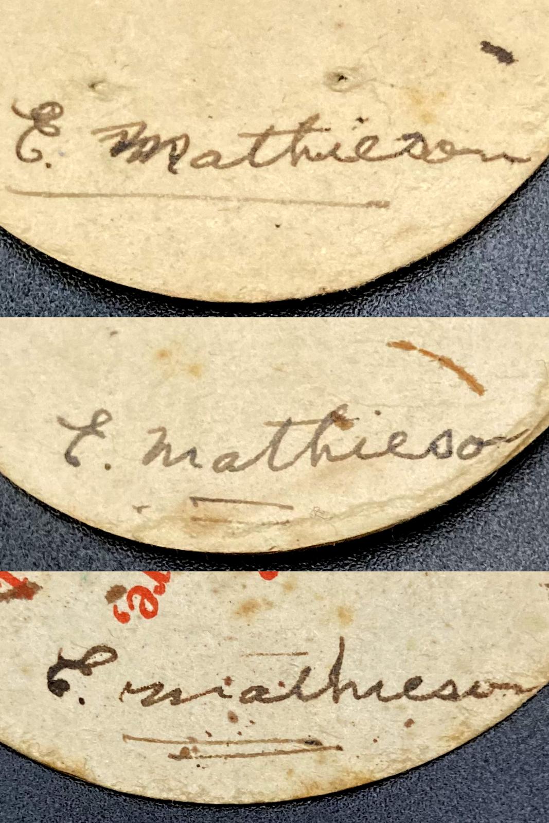 Names on three WWII paper fundraising tags purchased together
