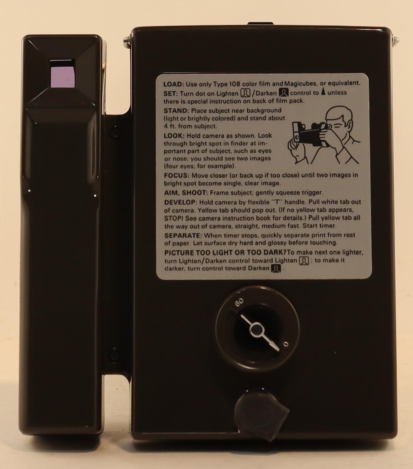View of back flap of Polaroid Portrait Land Camera