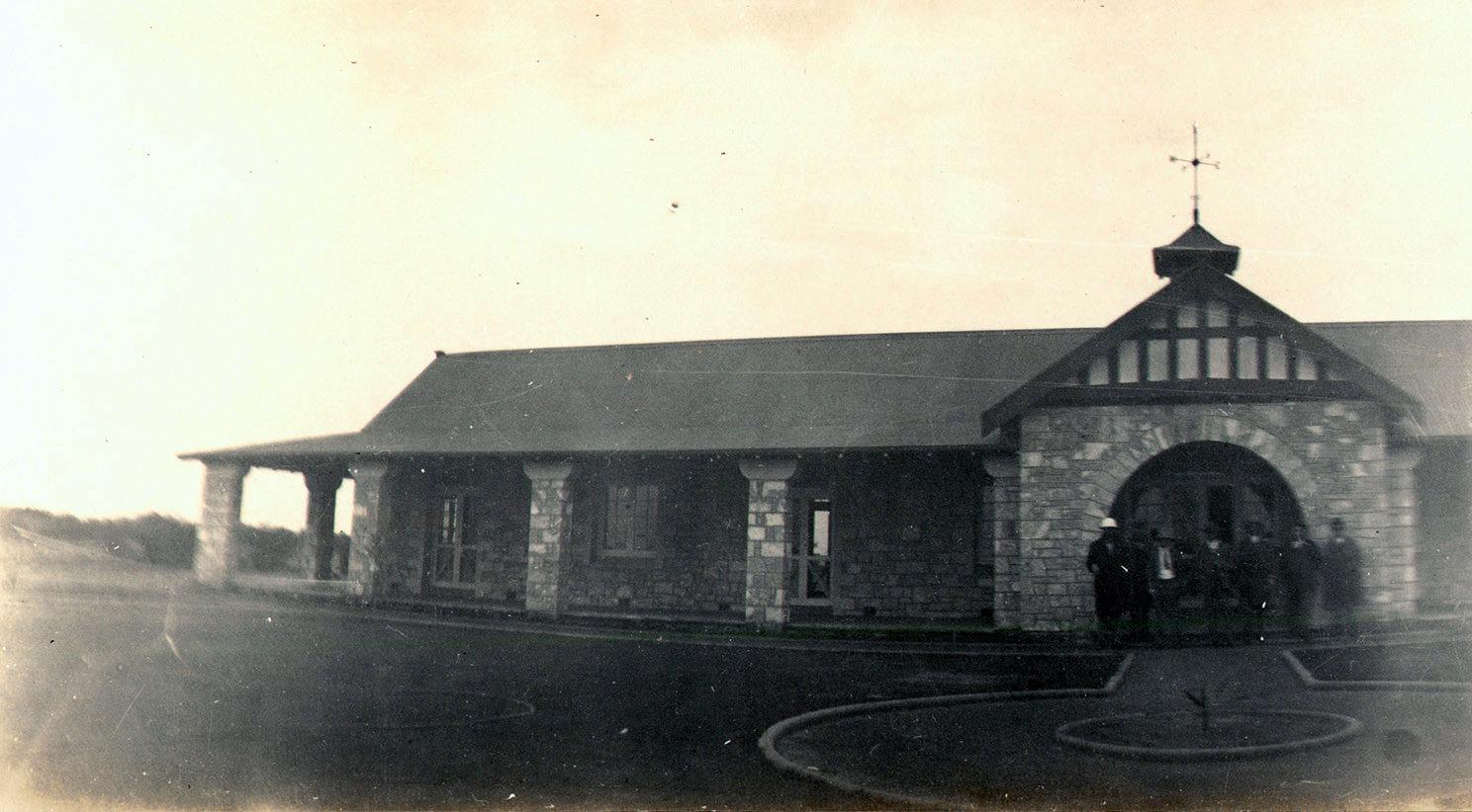 The stone homestead and cart house at Mt. Narryer Station, owned by Atkins Bros. Ltd, 