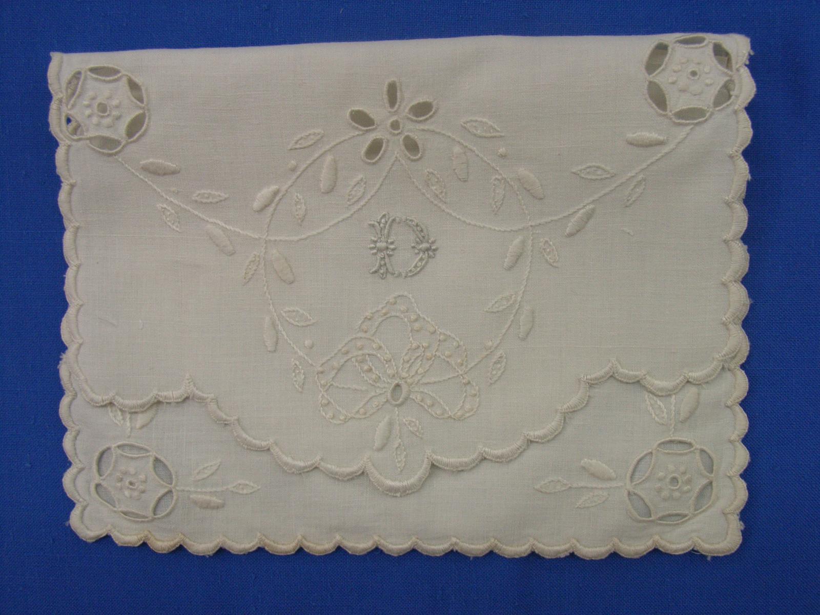 Whitework handkerchief sachet