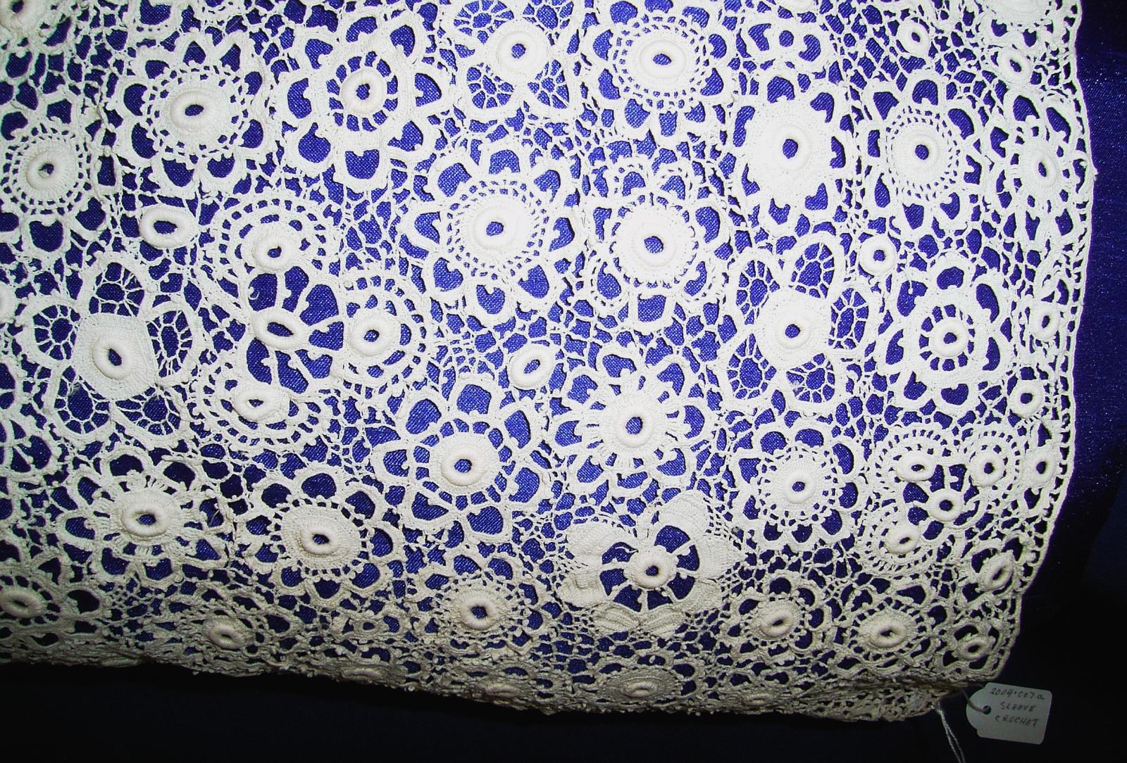 Irish crochet sleeve closeup