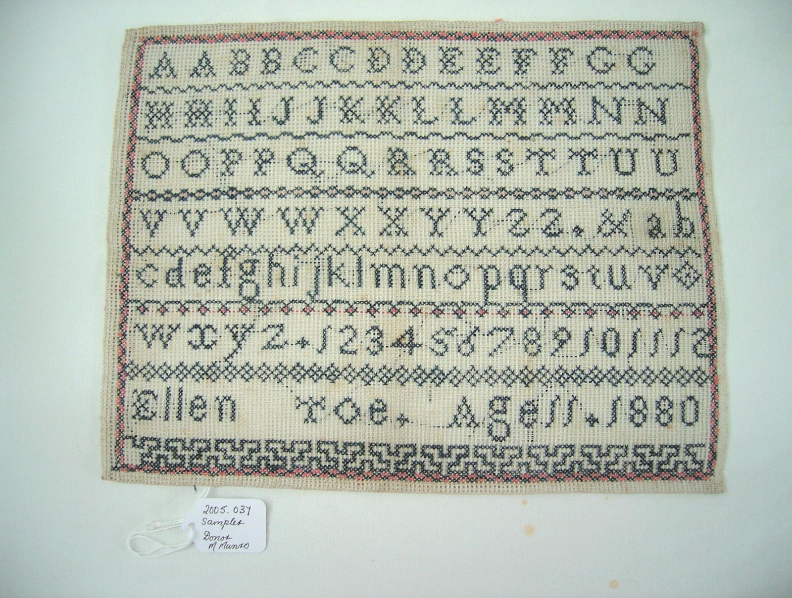 Child sampler of cross stitch