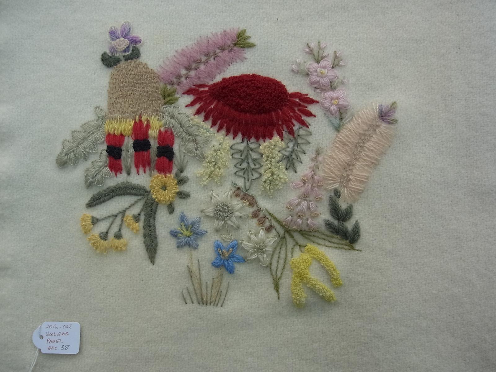 Wool embroidery panel