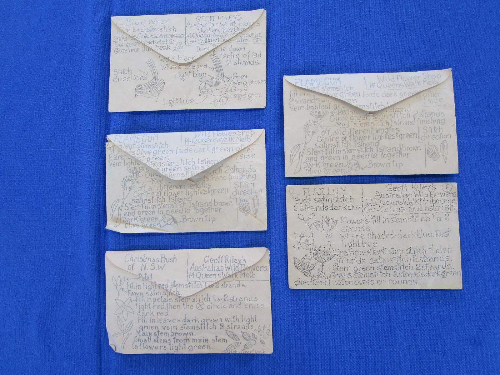 Tea cloth envelopes reverse