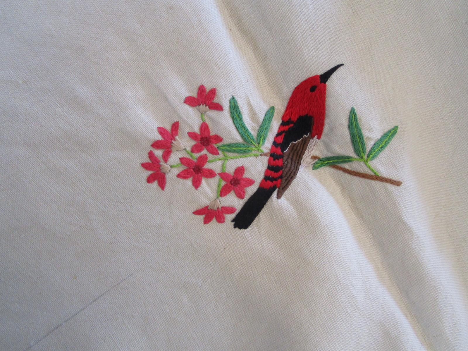 Tea cloth bird detail