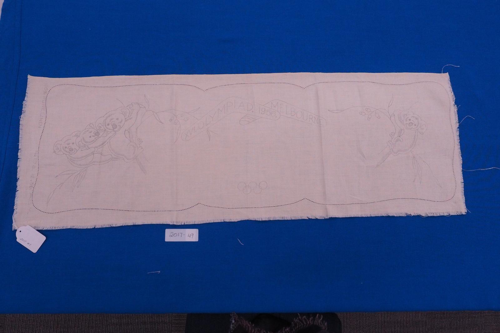 Stamped linen runner