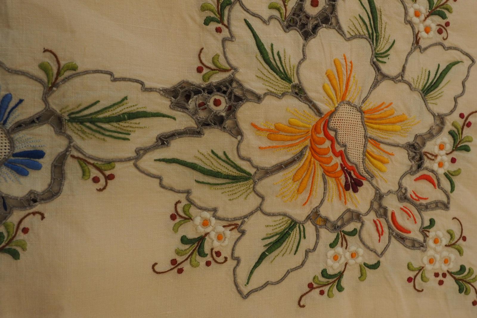 Closeup of embroidered cloth corner