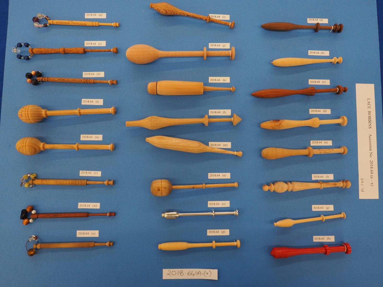 Range of lace making bobbins