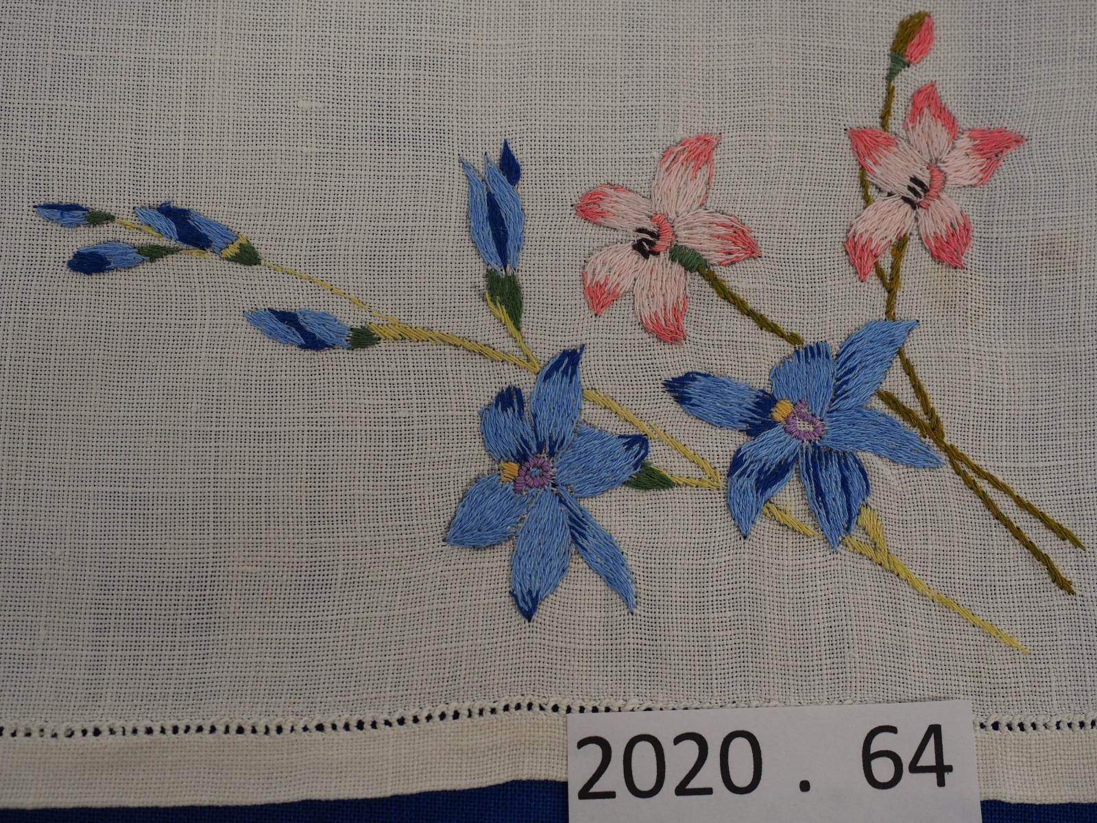 Embroidered tray cloth detail