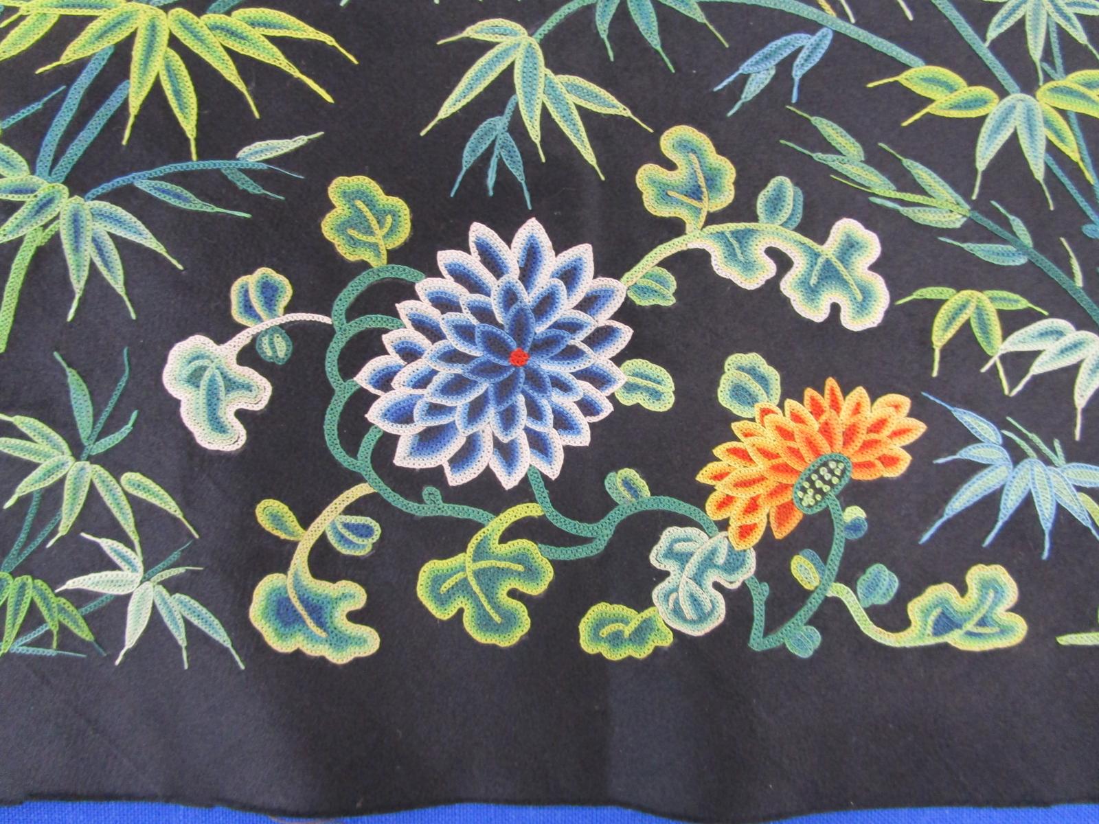 Detail of finely embroidered panel