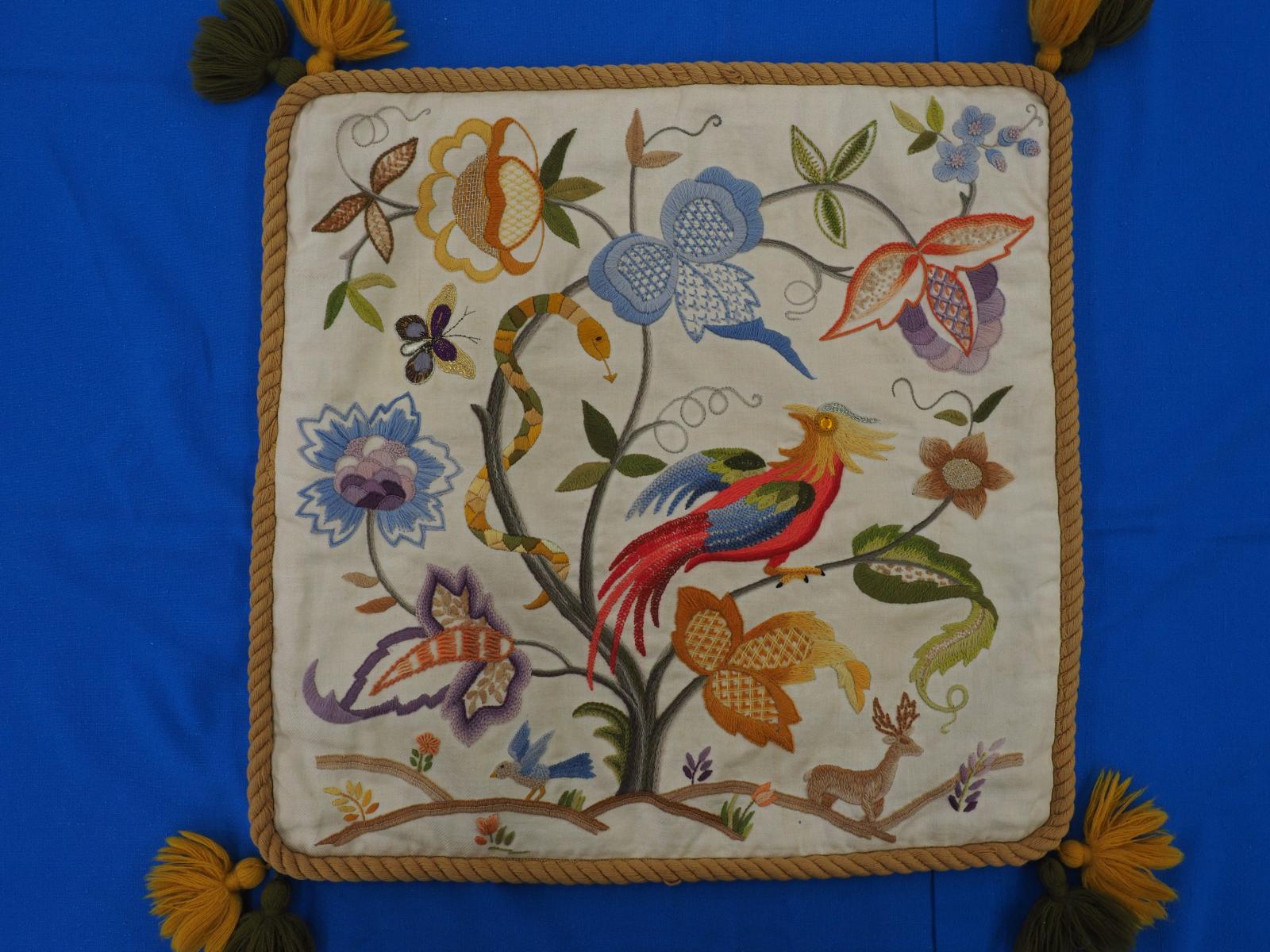 Crewel work cushion cover