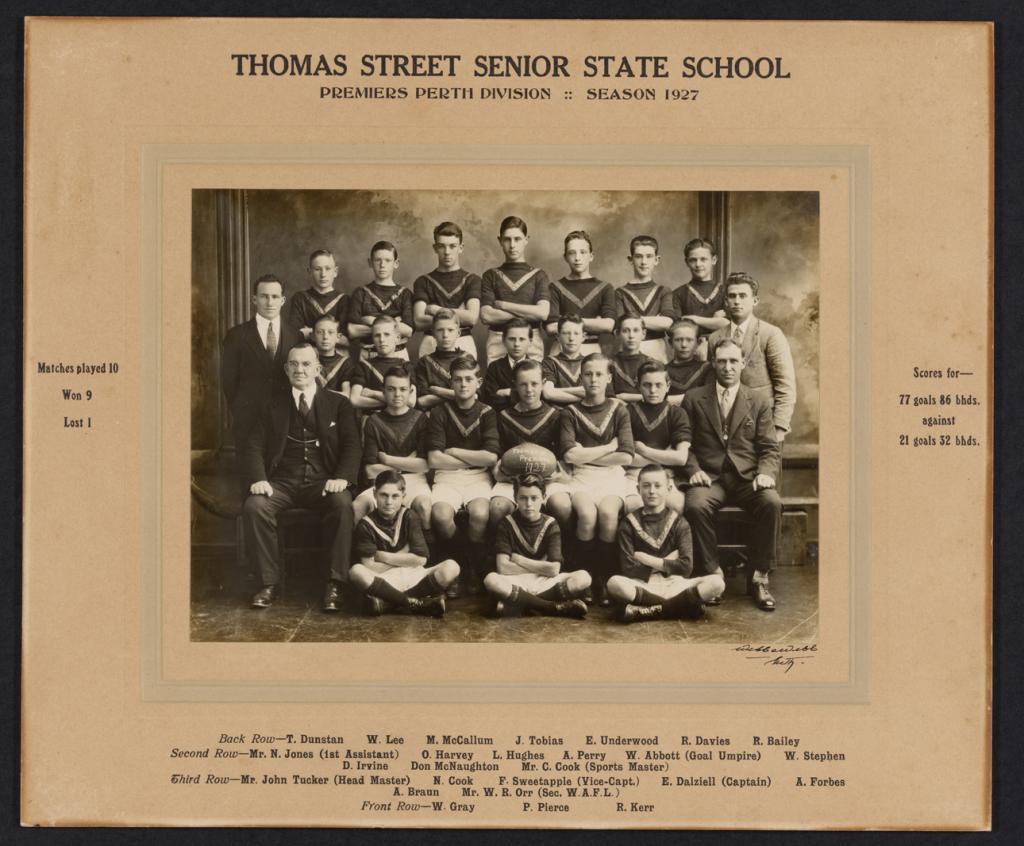 PHOTOGRAPH: THOMAS STREET STATE SCHOOL FOOTBALL TEAM, 1927 | Collections WA