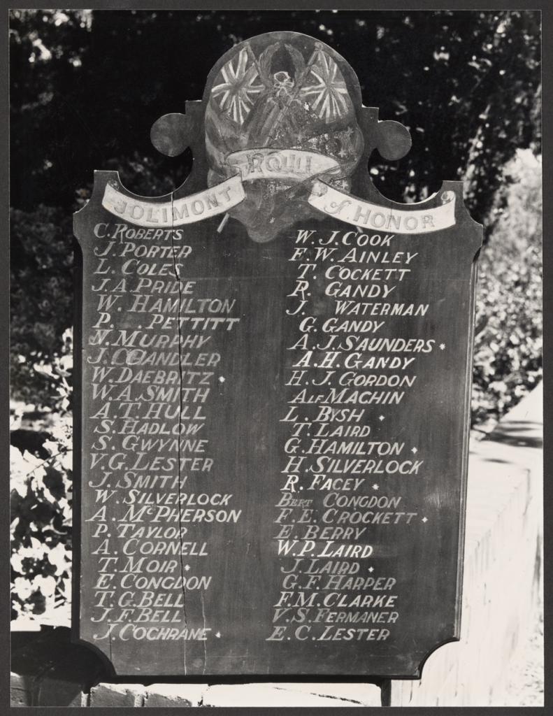 PHOTOGRAPH (DIGITAL): JOLIMONT ROLL OF HONOUR, FROM JOLIMONT HISTORICAL ...