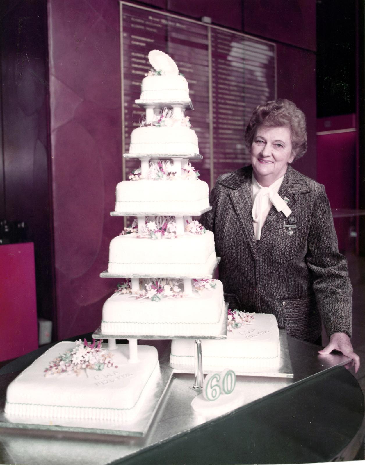 Mrs Lola Lundy with CWA 60th Anniversary Cake Mrs Lola Lundy with CWA 60th Anniversary Cake