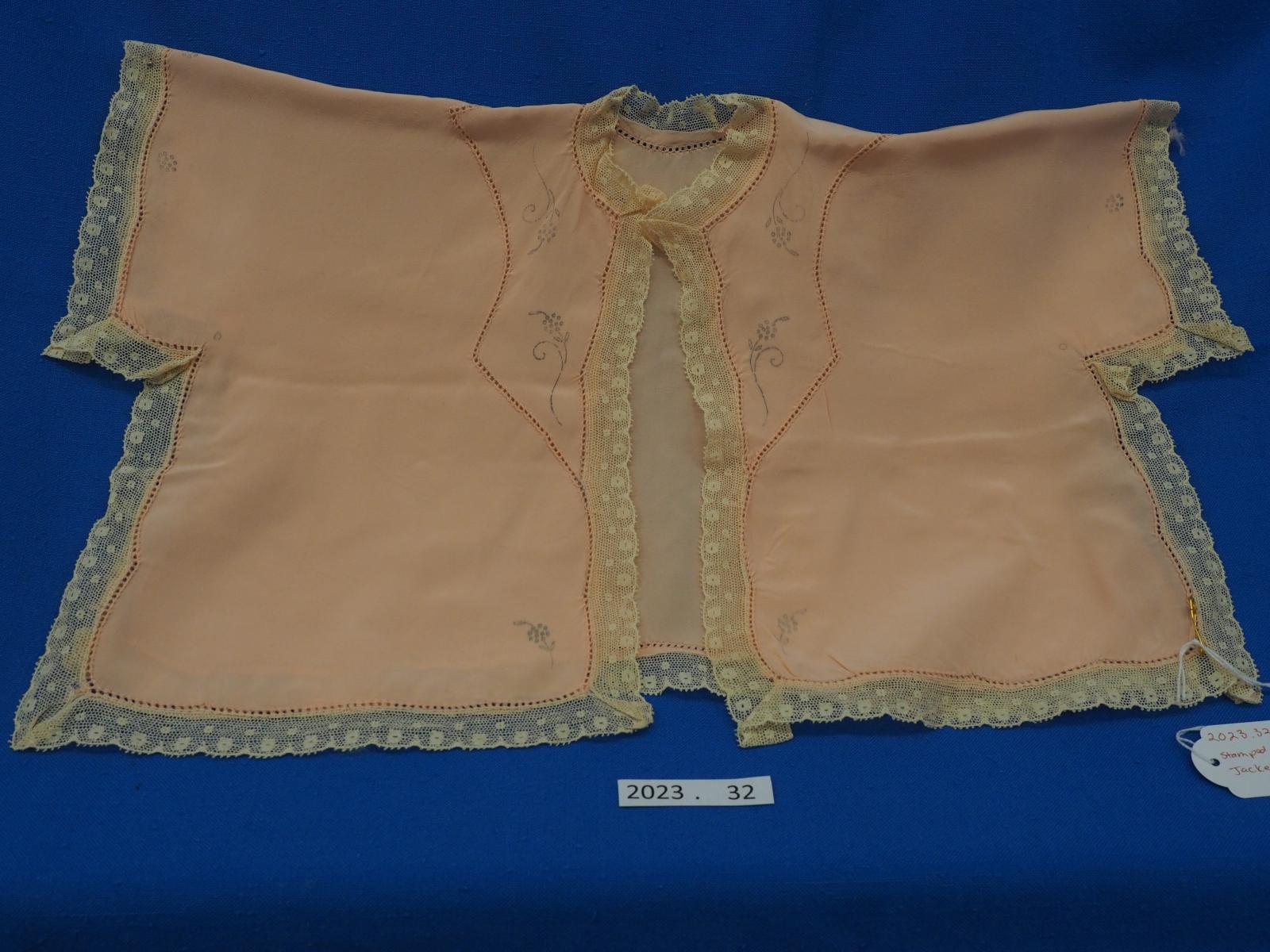 Stamped linen baby jacket