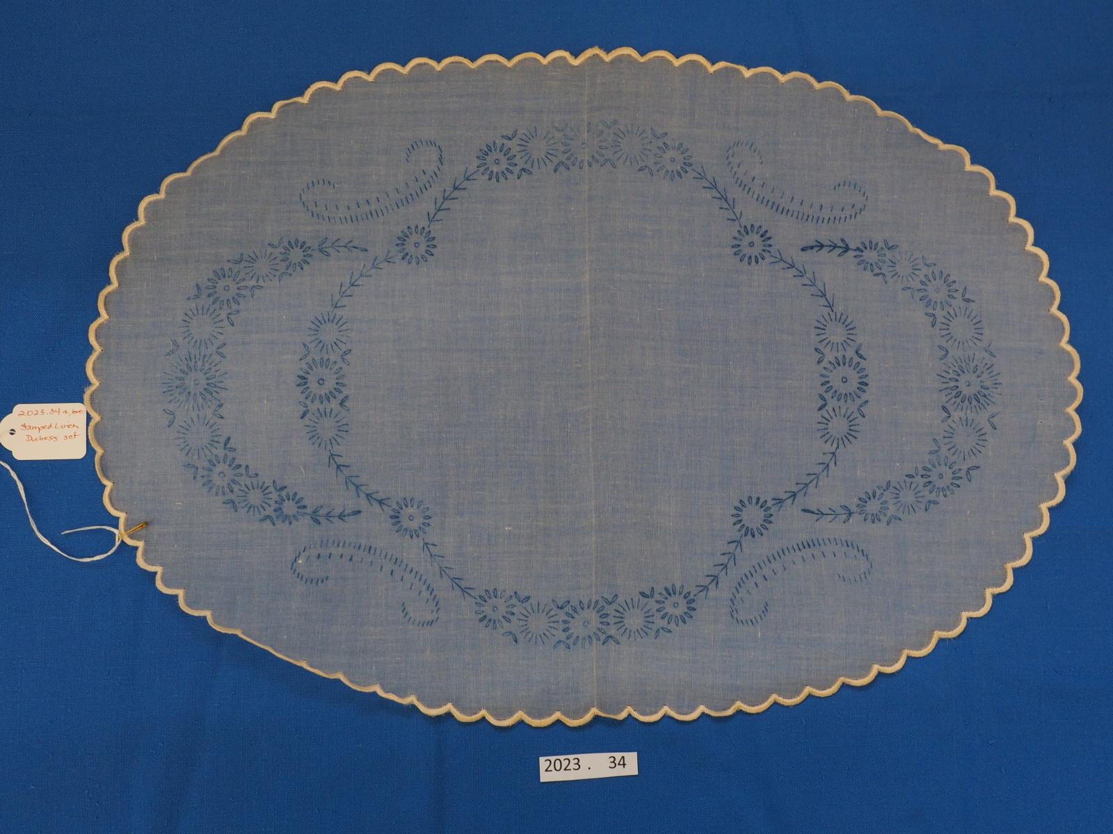 Duchess set, stamped linen