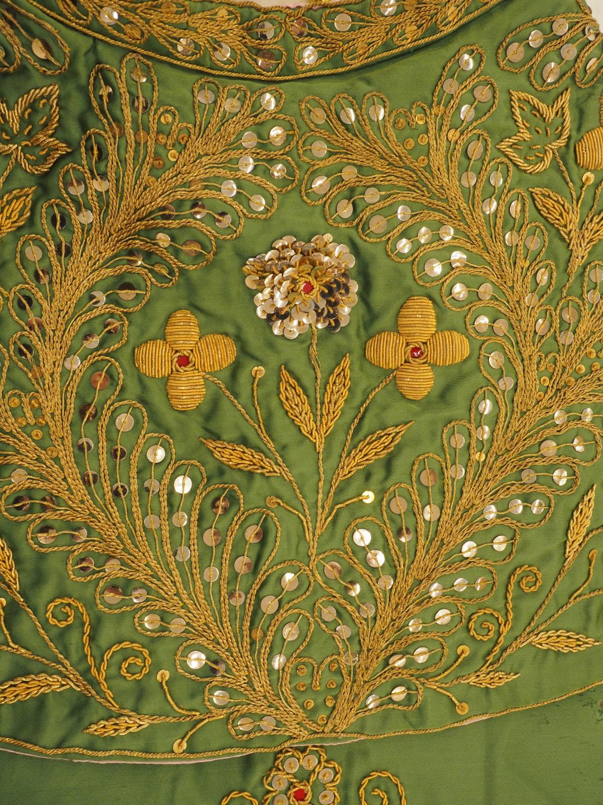 Gold work cape stitch detail