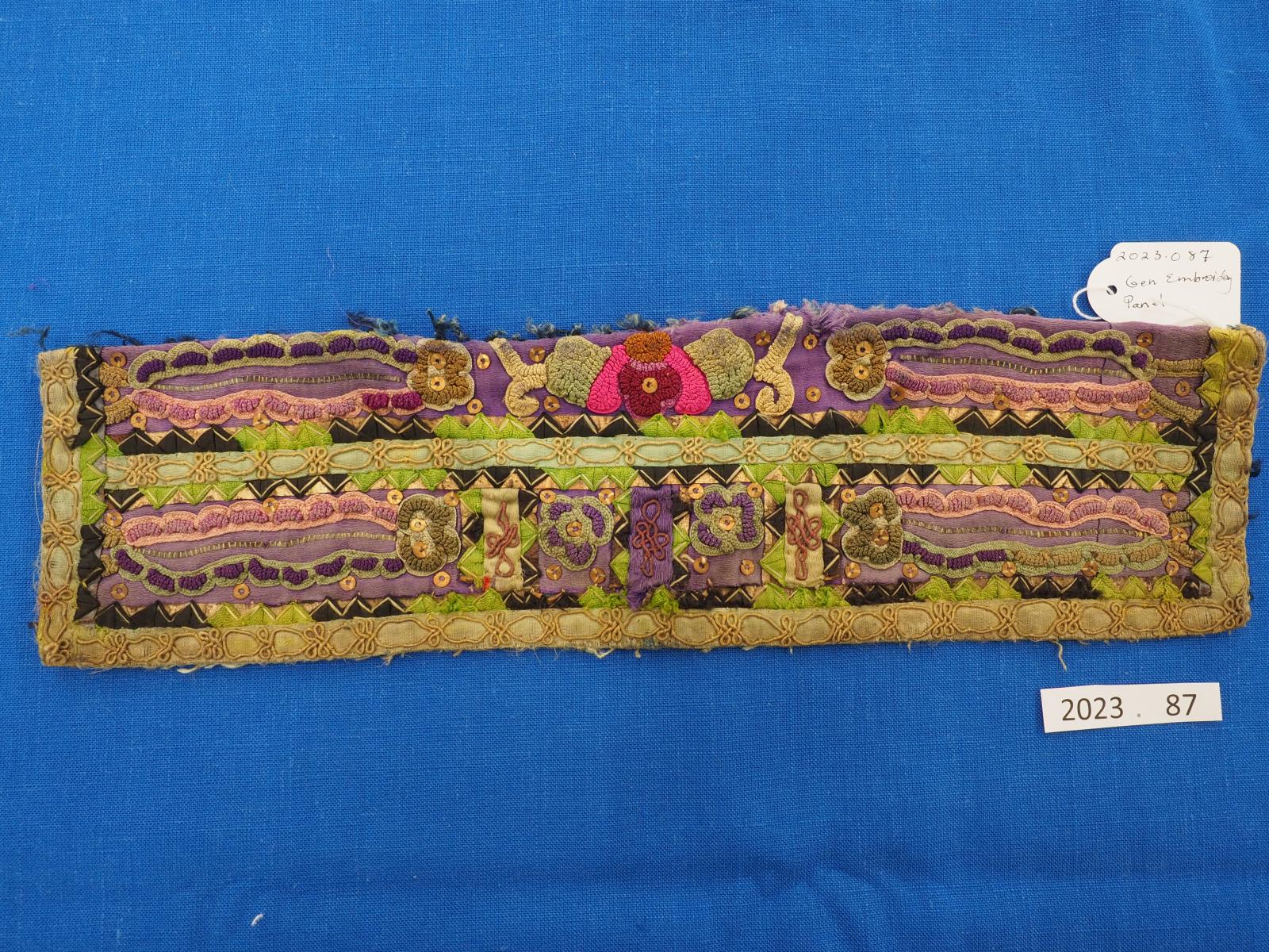 Embroidered panel