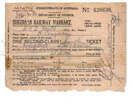 TICKET: SUBURBAN RAILWAY WARRANT