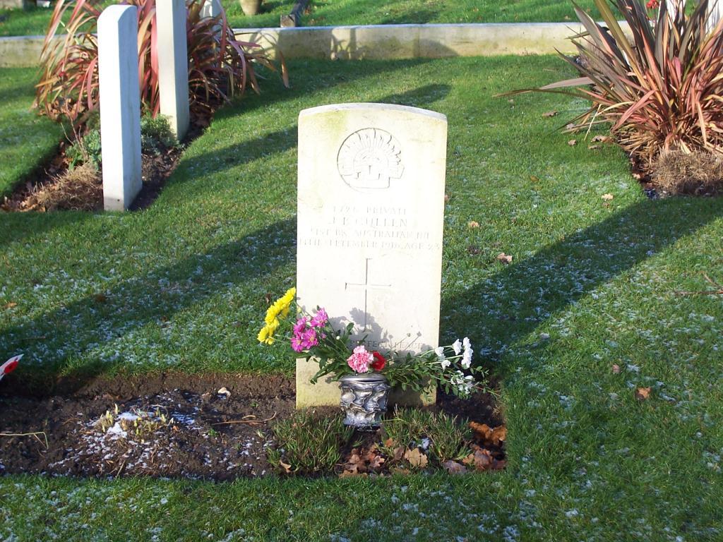 Headstone for Pte J P Cullen