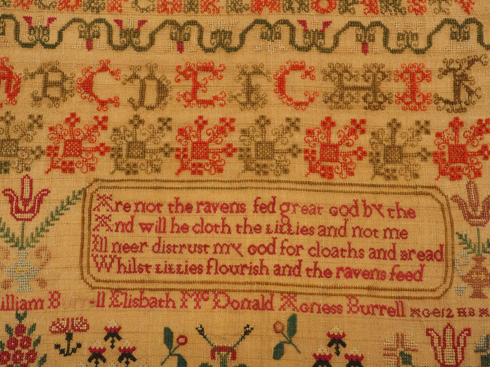 Detail of stitching of sampler