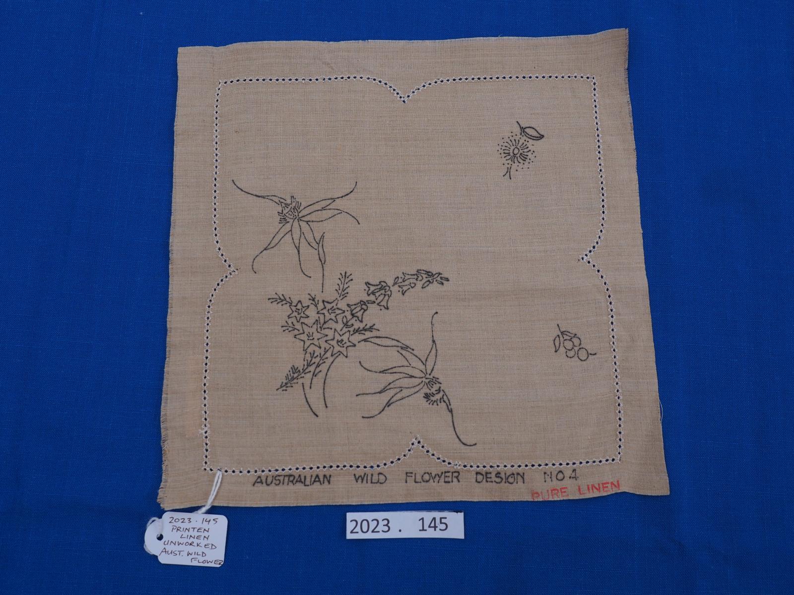 Stamped linen mat