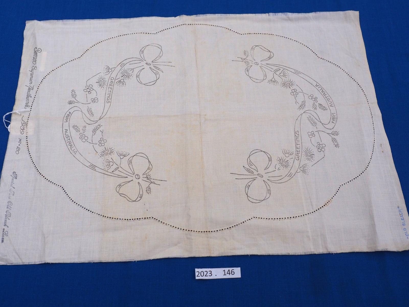 Stamped linen mat