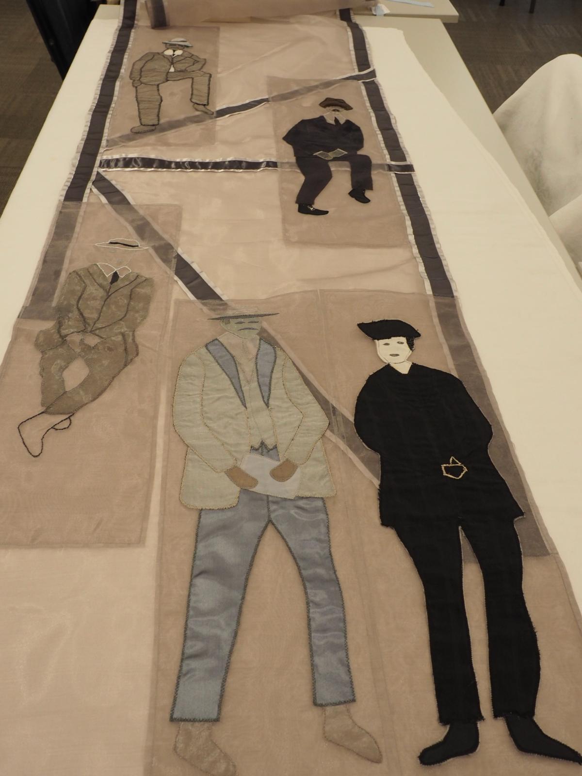 Contemporary embroidered hanging