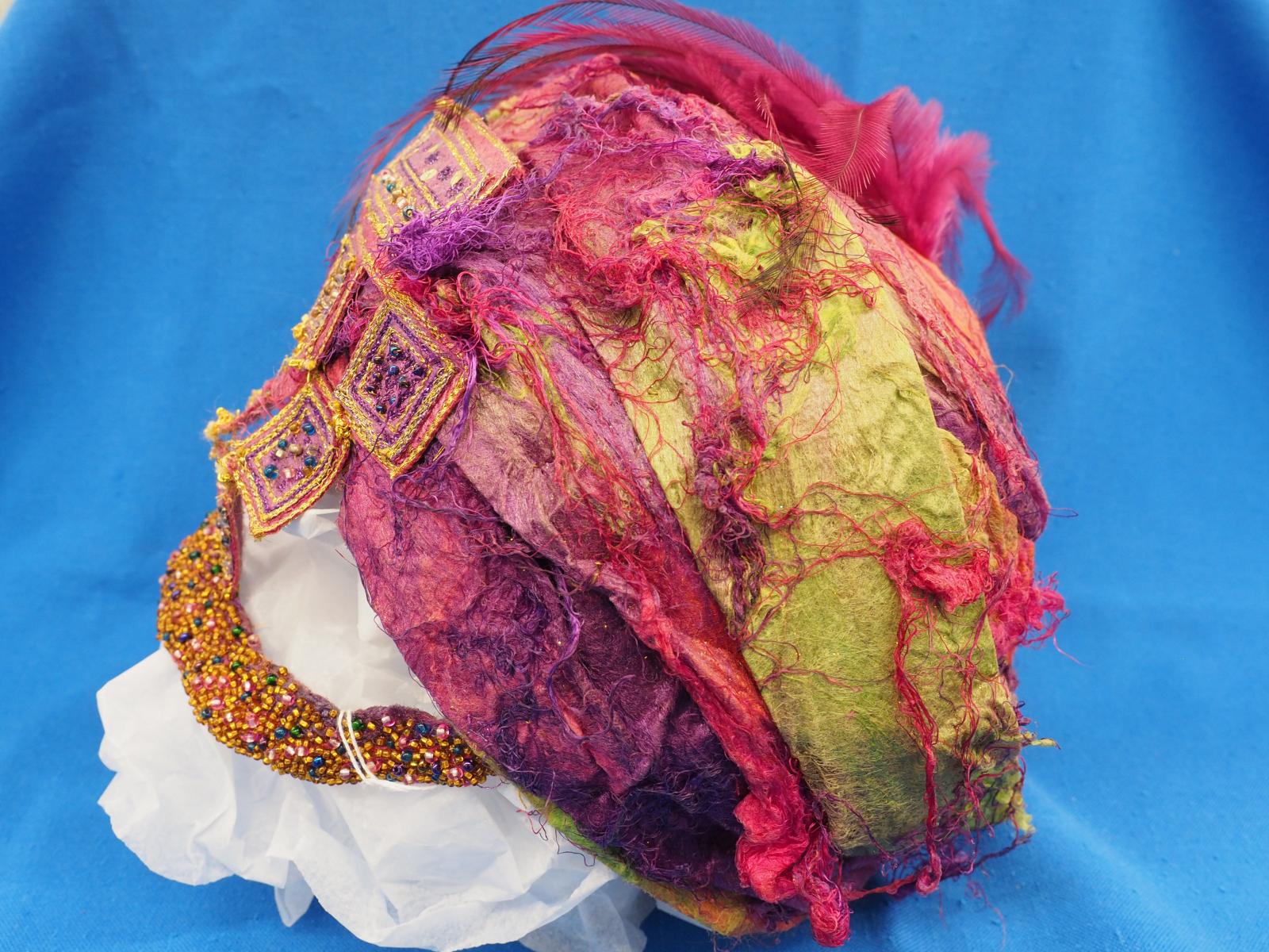 Machine embroidered hat of silk felt side 2