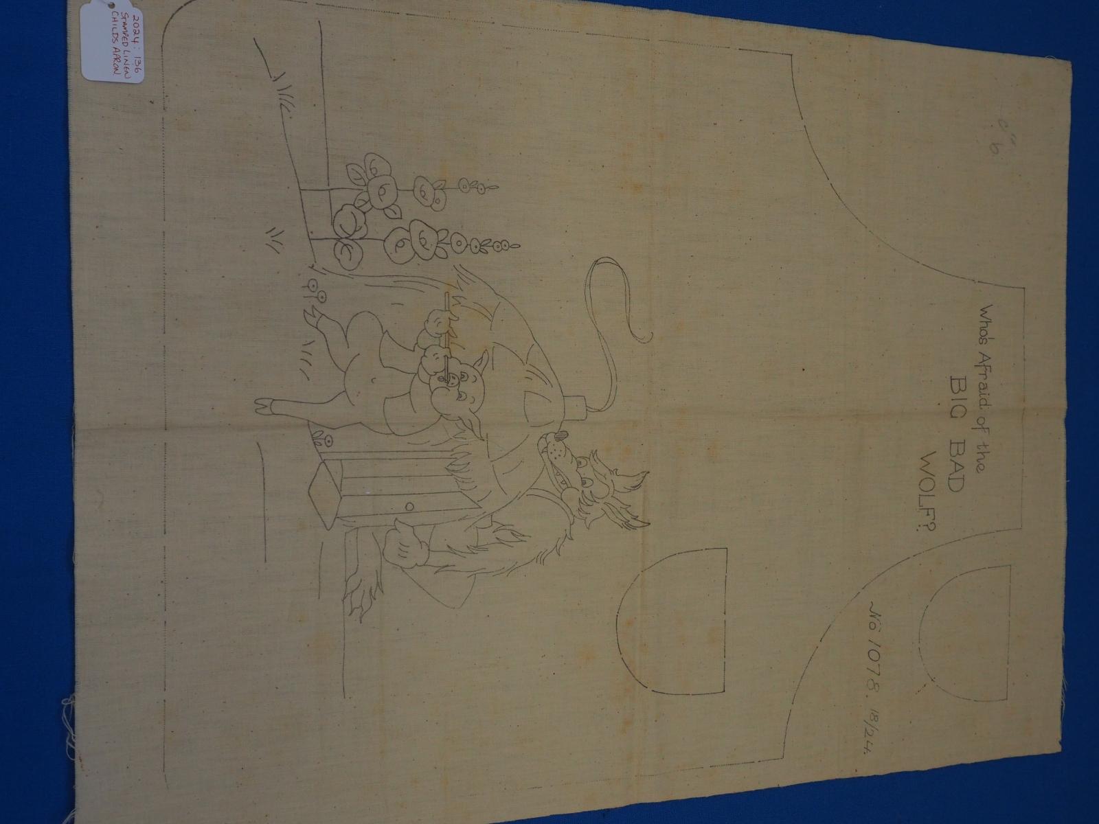 Stamped linen, apron