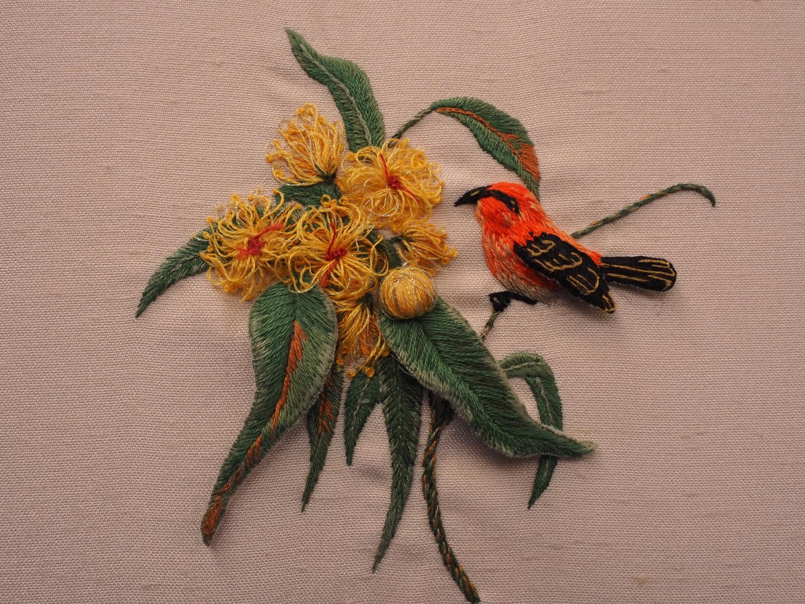 Australian native yellow eucalyptus embroidered
