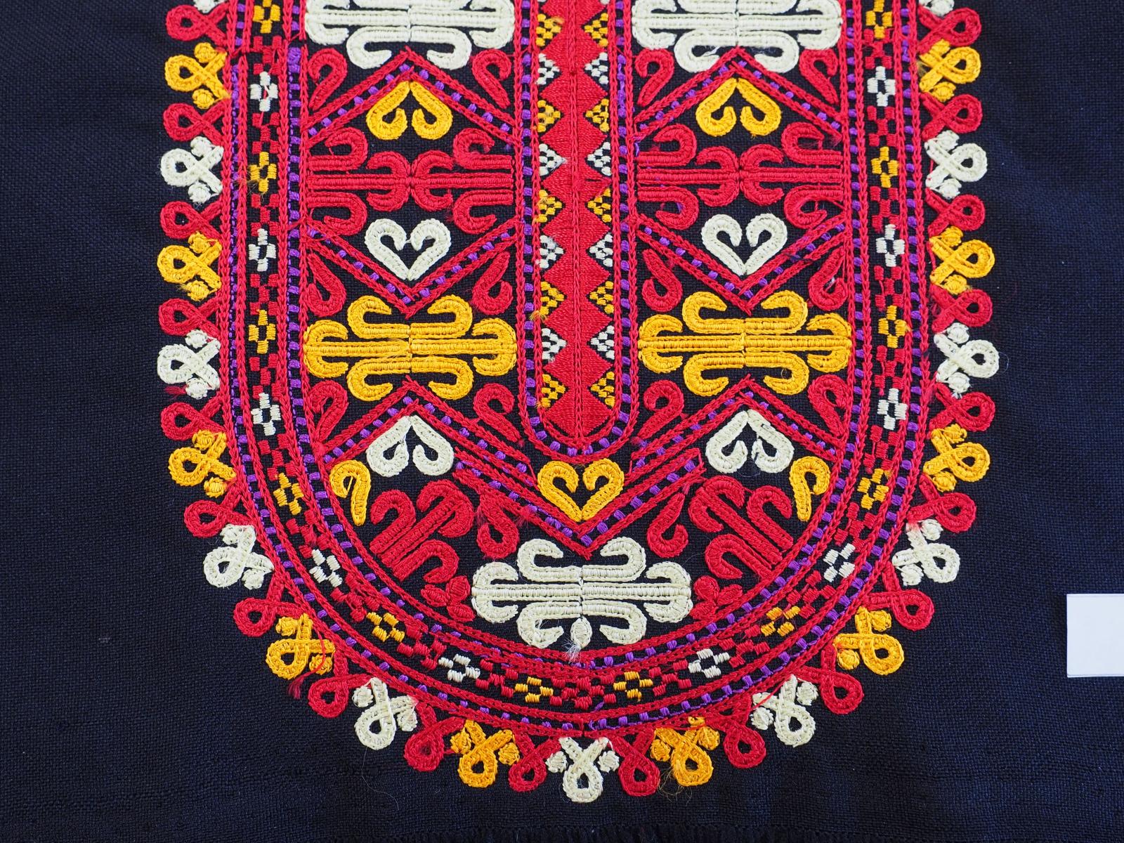 Turkmen machine embroidered shirt front detail