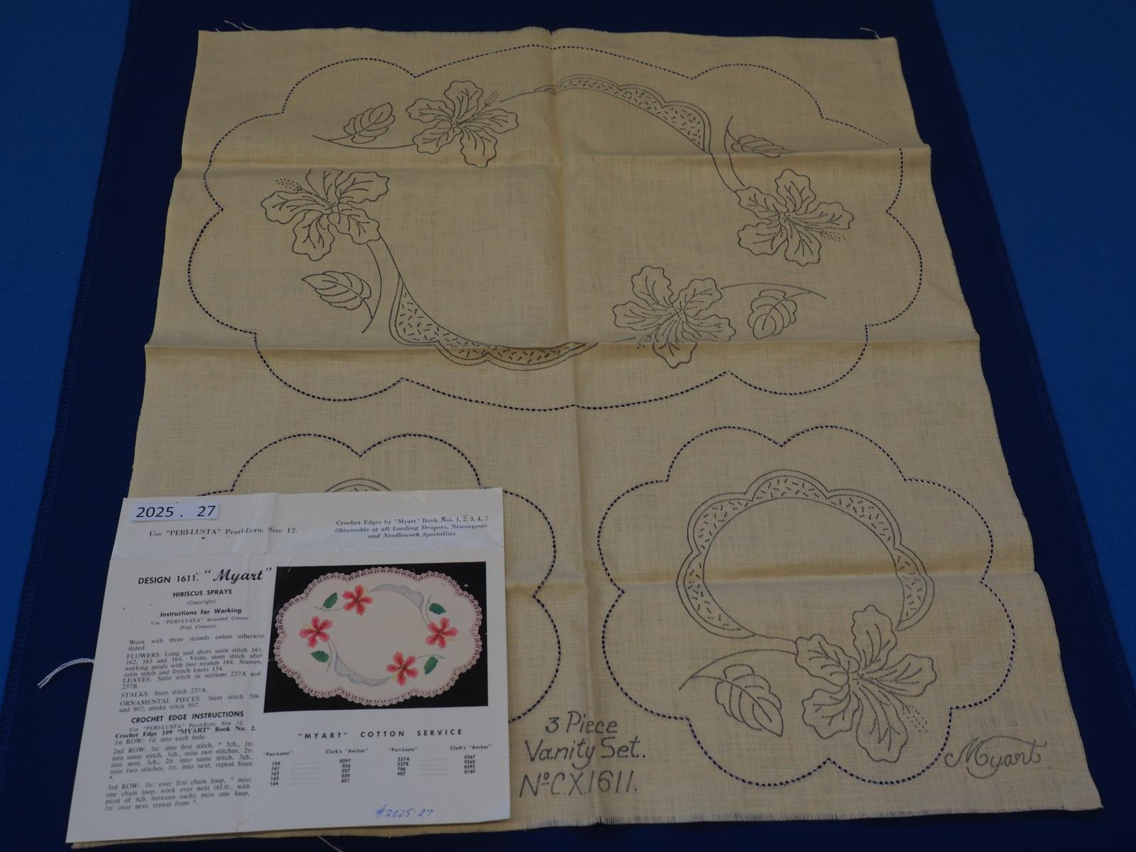 Stamped linen duchess set