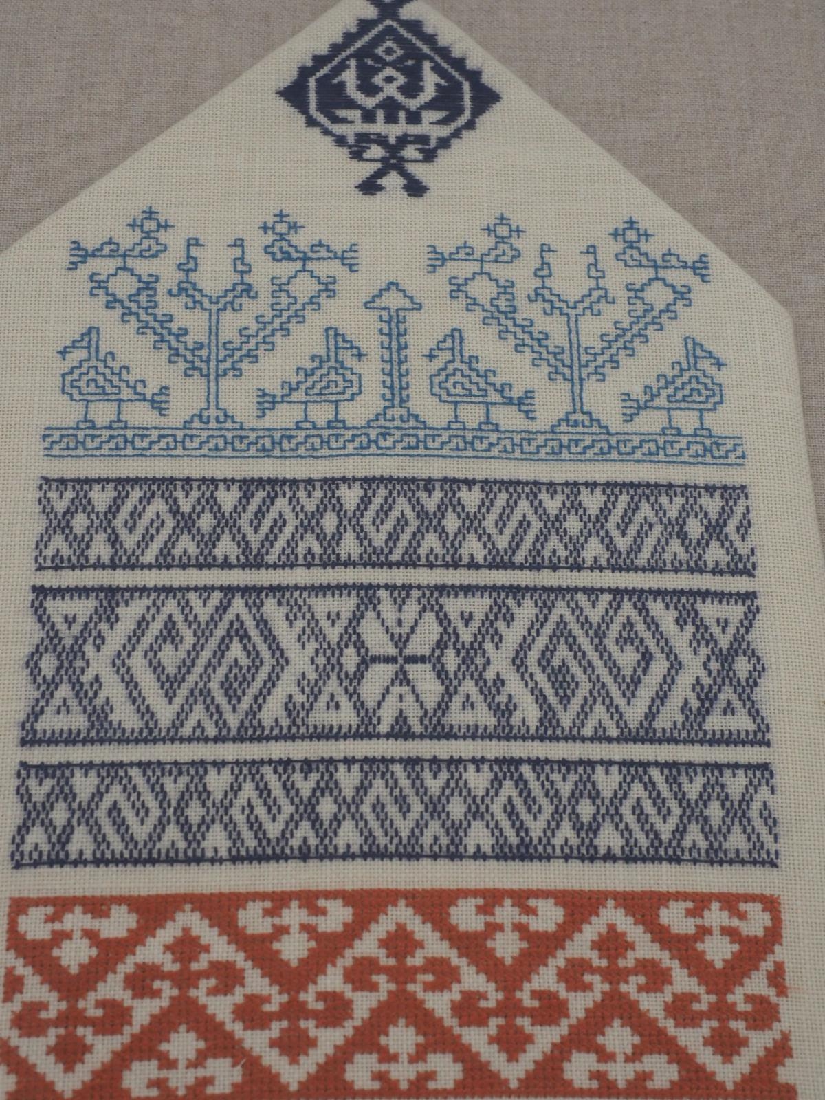 Embroidered sampler stitch detail
