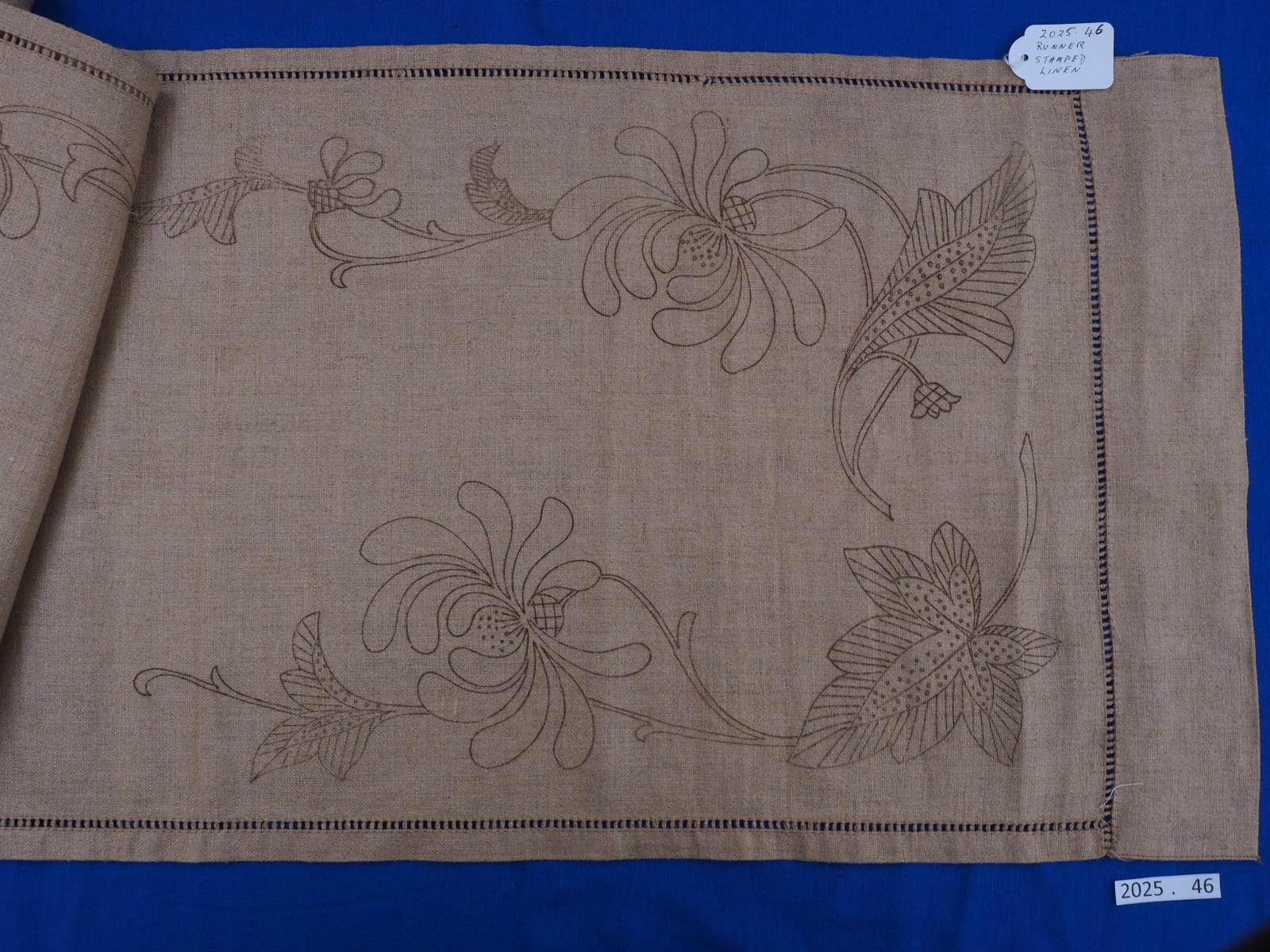 Stamped linen runner
