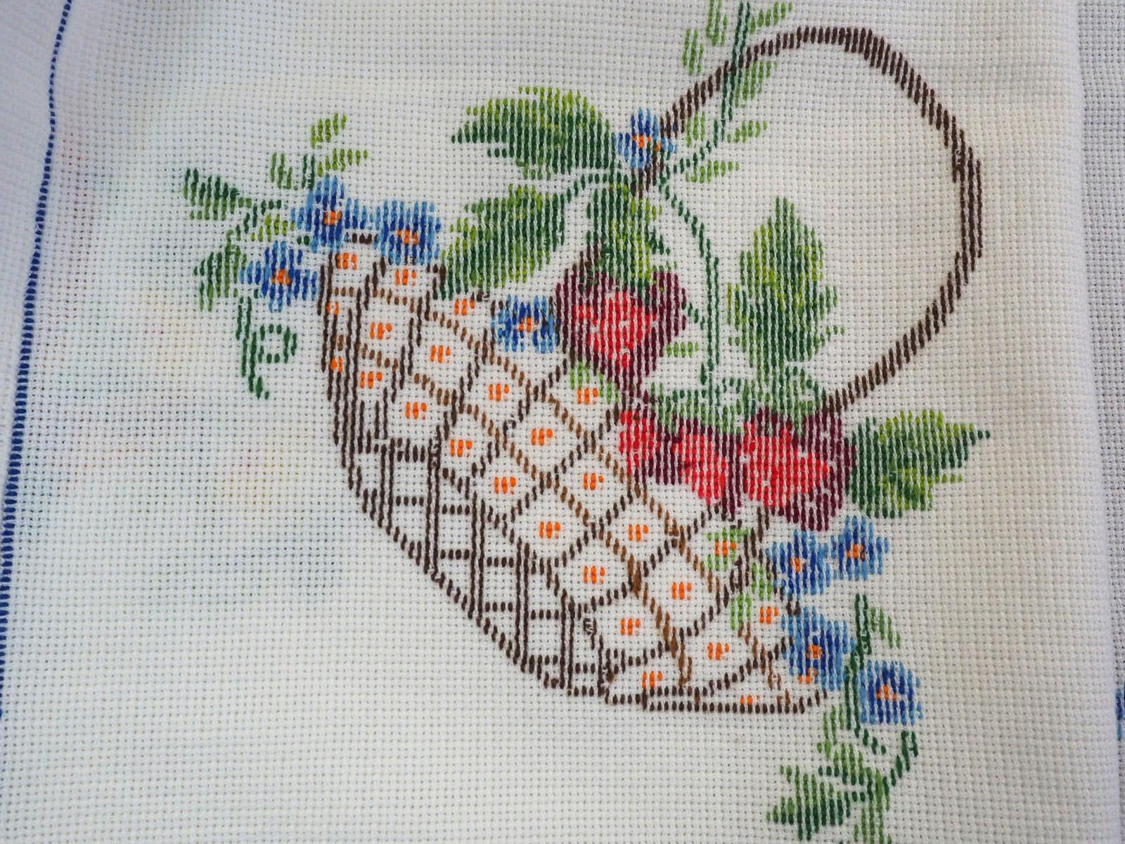 Detail of cross stitch table cloth
