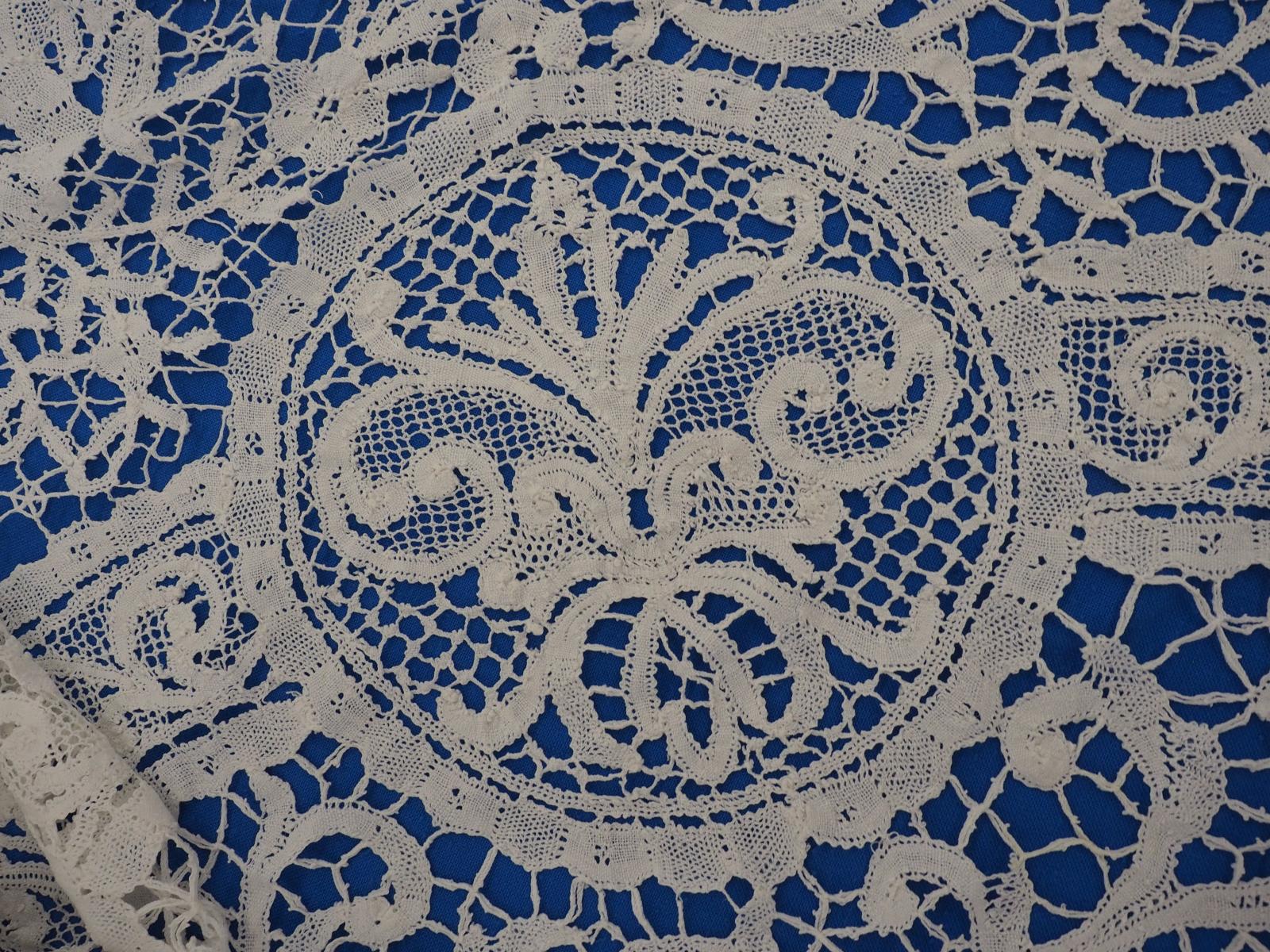 Bobbin lace table cloth detail